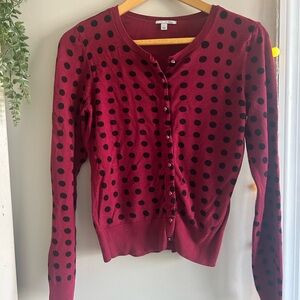 Red and Black Polka Dot Cardigan small